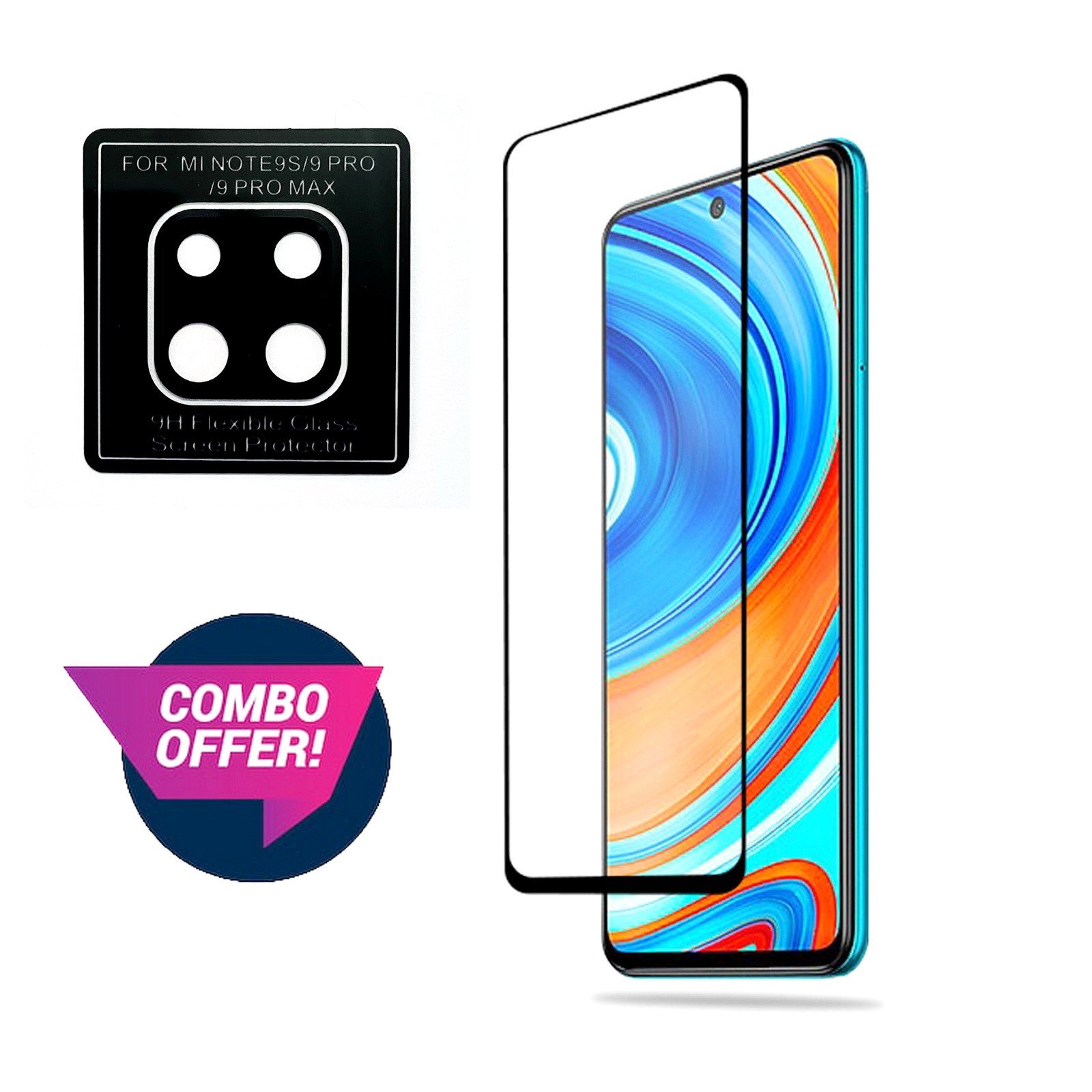 Redmi Note 9 pro Max Combo Front Tempered Glass Camera Protector