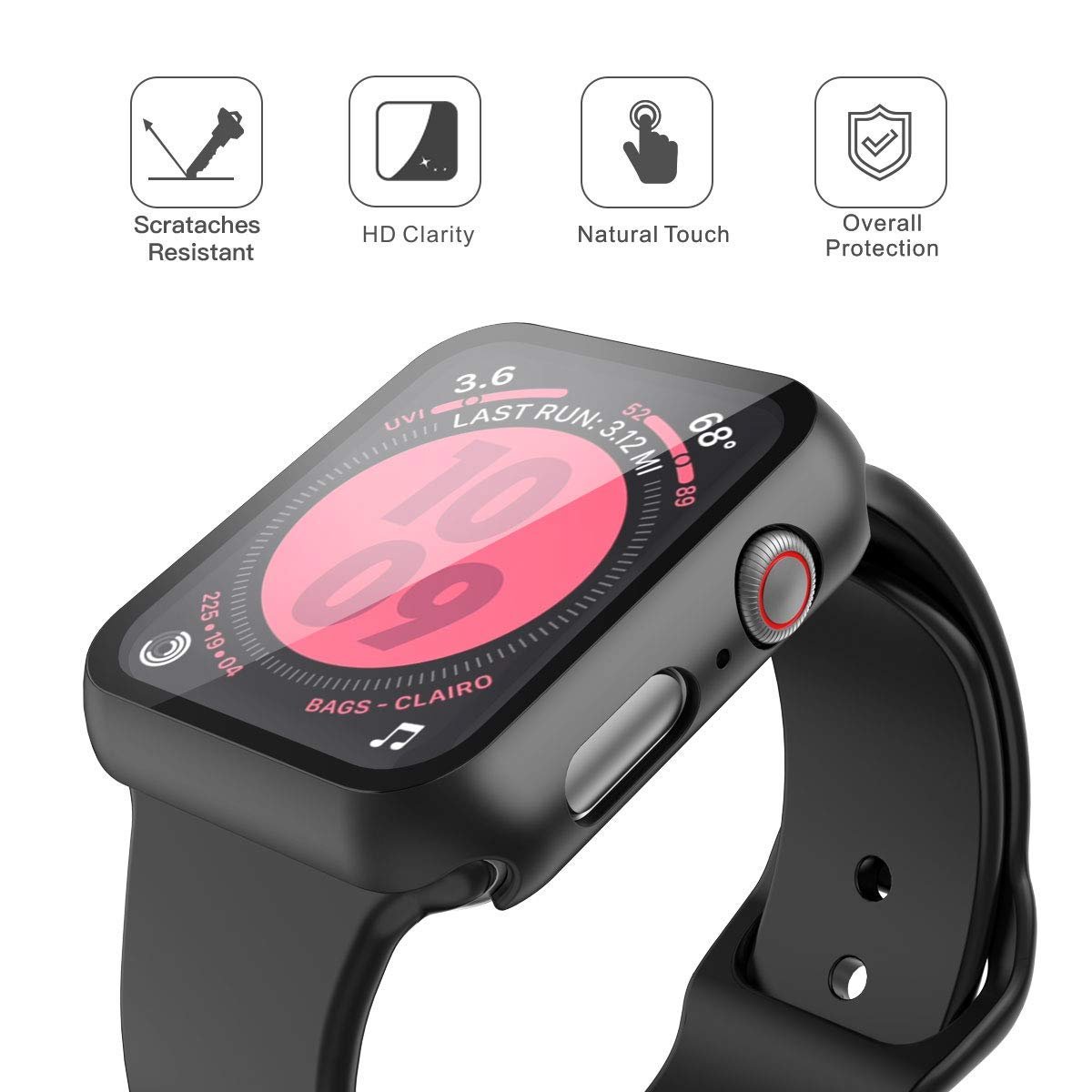 Apple Watch Series 44MM Hard Tempered Glass Case Screen Protector