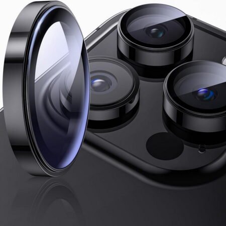 iPhone 15 Pro Max Camera Lens Protector Metal Rings (Black)