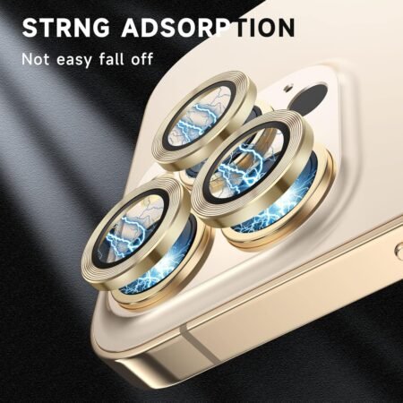 iPhone 15 Pro Camera Lens Protector Metal Rings (Gold)