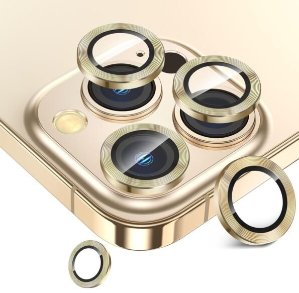 iPhone 15 Pro Camera Lens Protector Metal Rings (Gold)