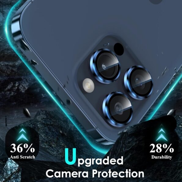 iPhone 15 Pro Camera Lens Protector Metal Rings (Blue)