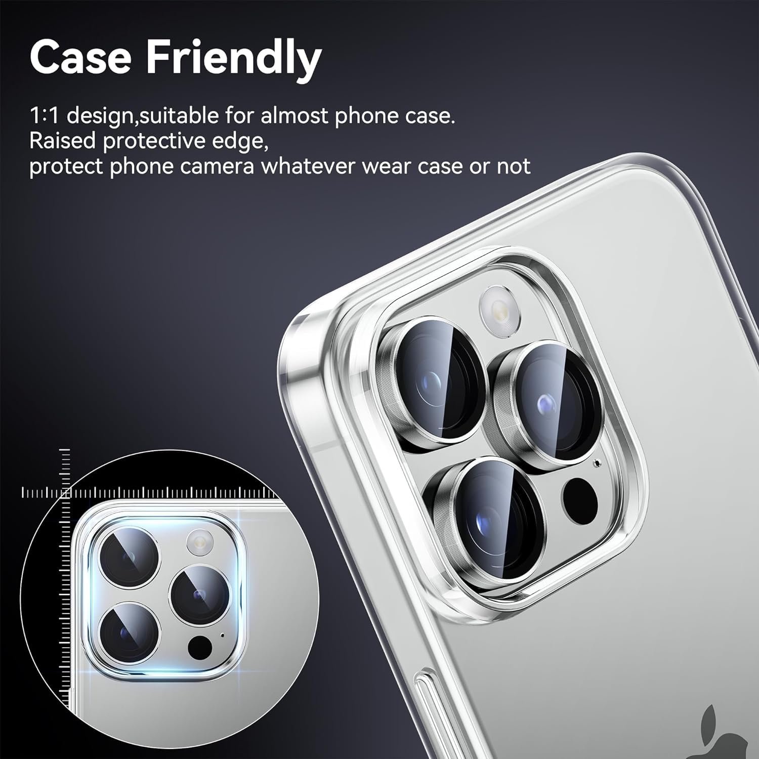 iPhone 15 Pro Max Camera Lens Protector Metal Rings (Silver)