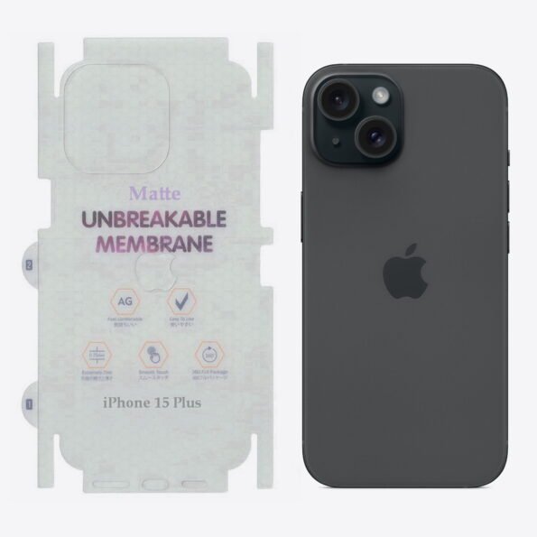 iPhone 15 Plus Unbreakable Membrane Matte Back Sides Protector
