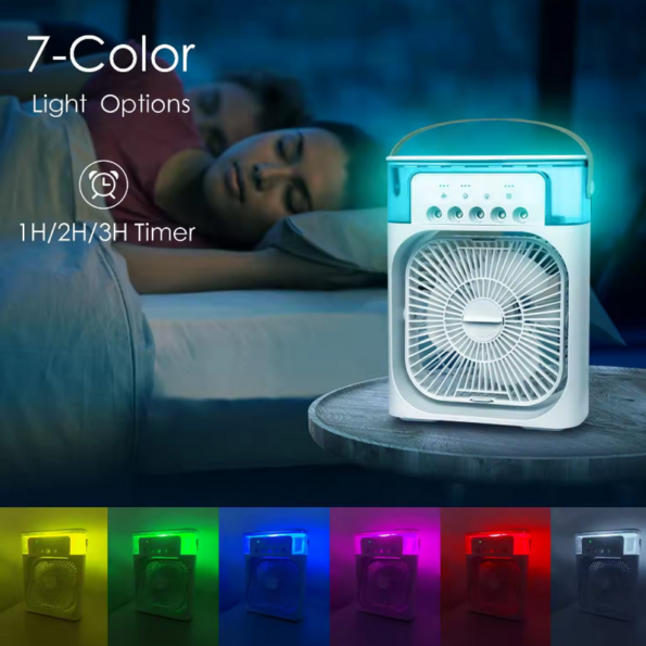 Mini AC Cooler 7 Colors LED Light USB Desk Mist Humidifier Fan