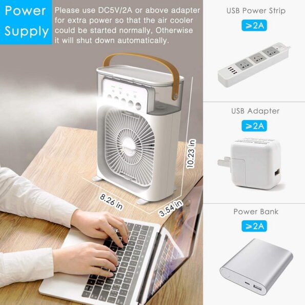 Mini AC Cooler 7 Colors LED Light USB Desk Mist Humidifier Fan